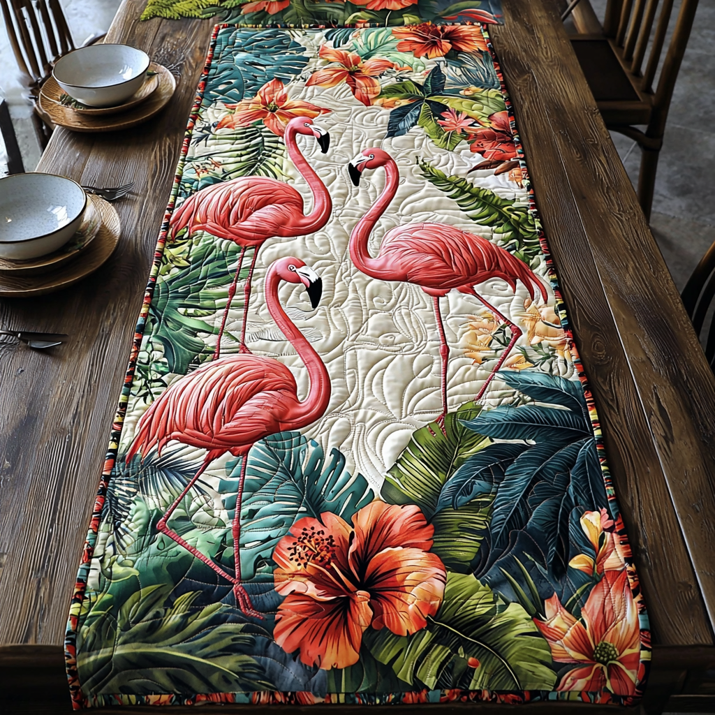 Flamingo Groove Quilted Table Runner Dining Room Decor Flamingo Special Gifts