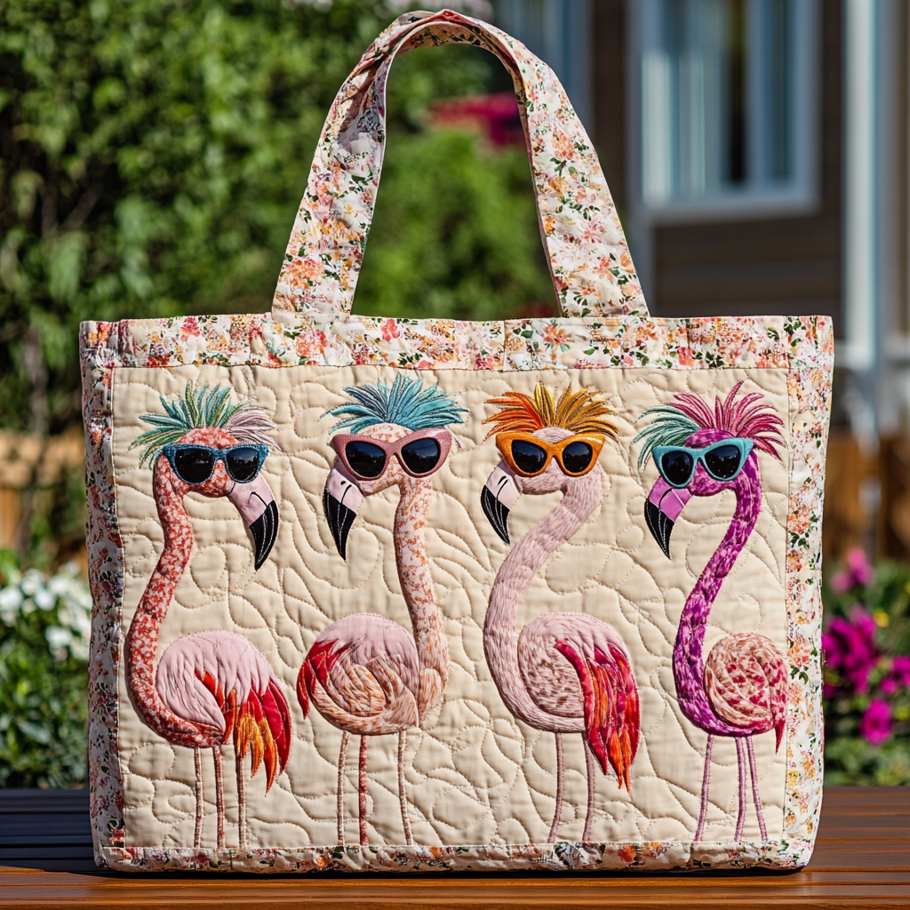 Flamingo Groove Quilted Tote Bag Flamingo Gifts For Her