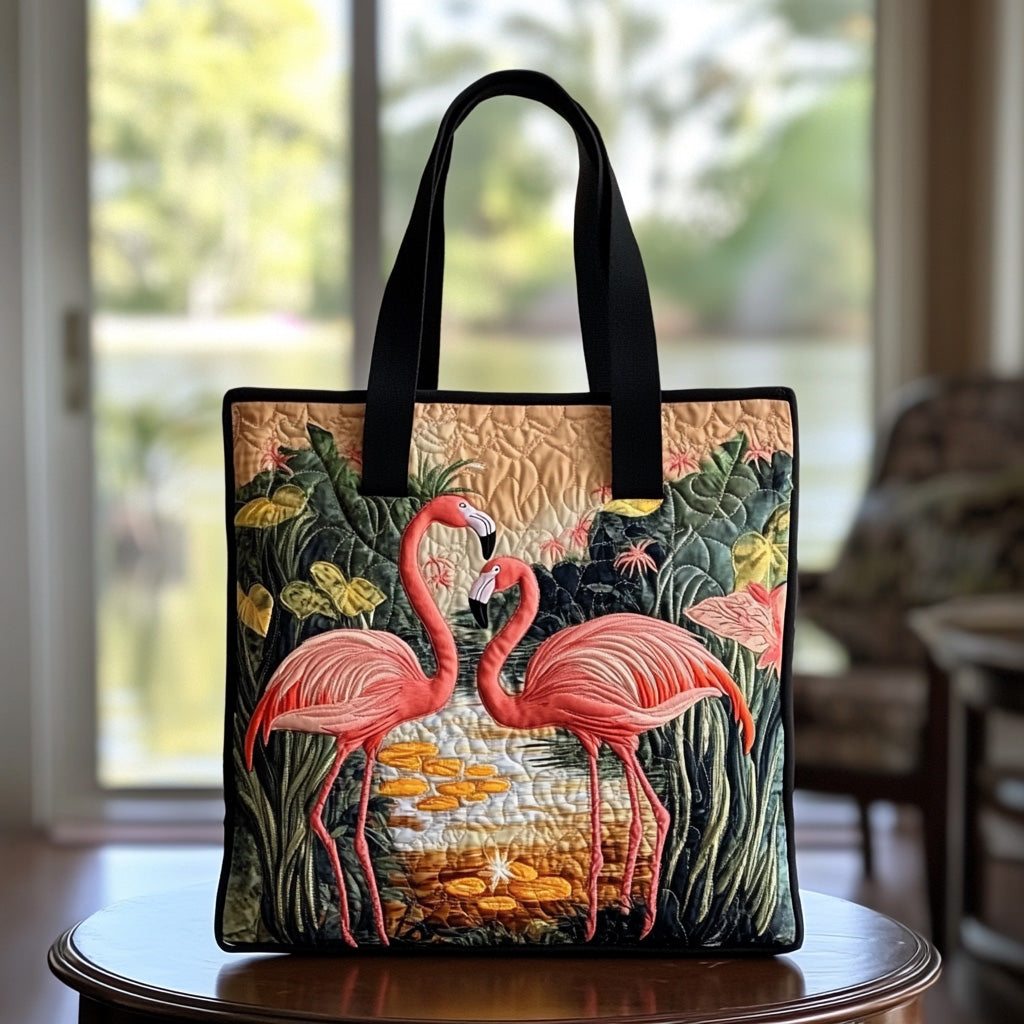 Flamingo Groove Quilted Tote Bag Flamingo Gifts For Ladies
