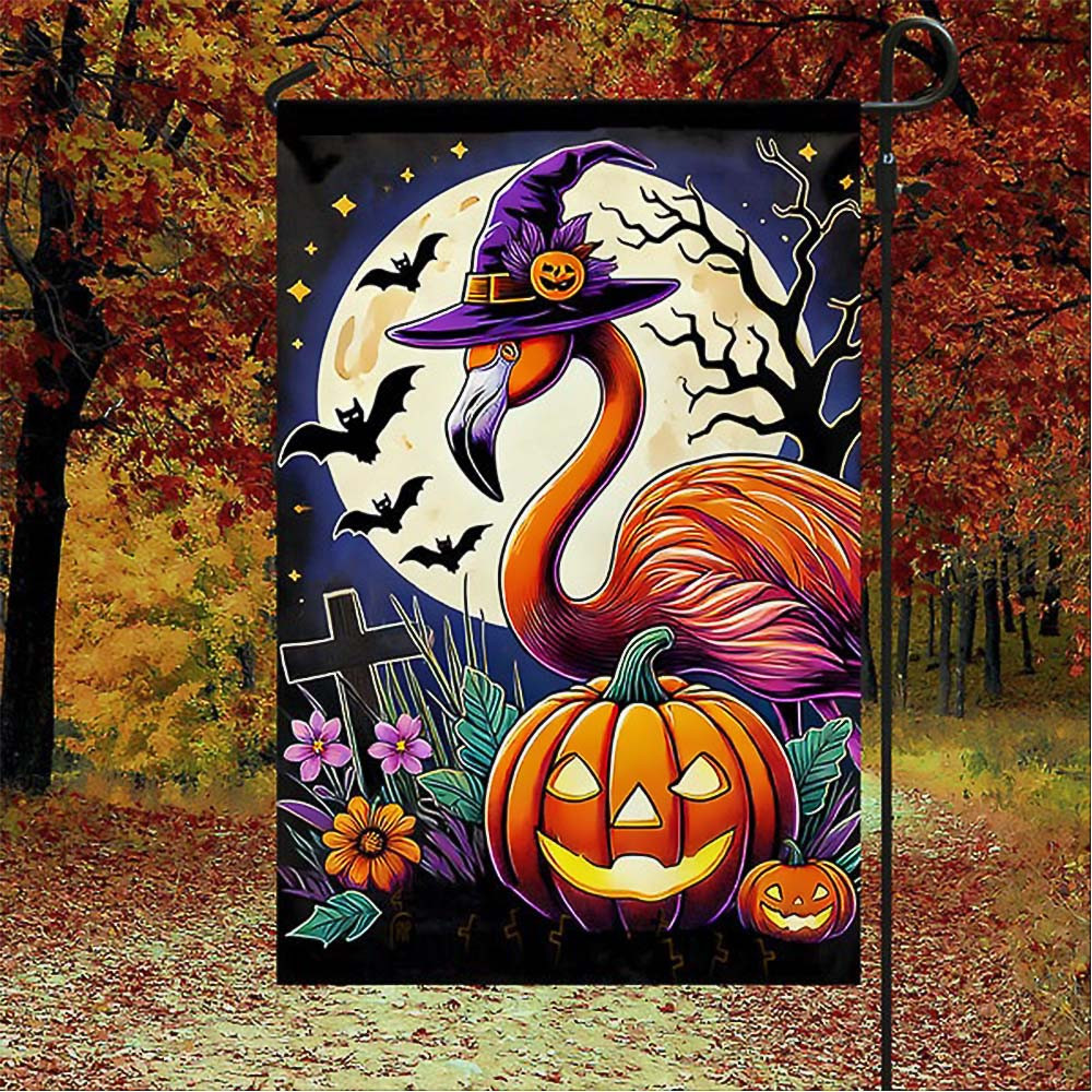 Flamingo Halloween With Pumpkin Flag Unique Gift For Friends and Family on Halloween Day