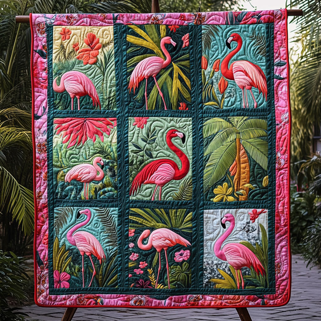 Flamingo Haven Quilted Blanket Christmas Throw Blanket Flamingo Theme Gifts