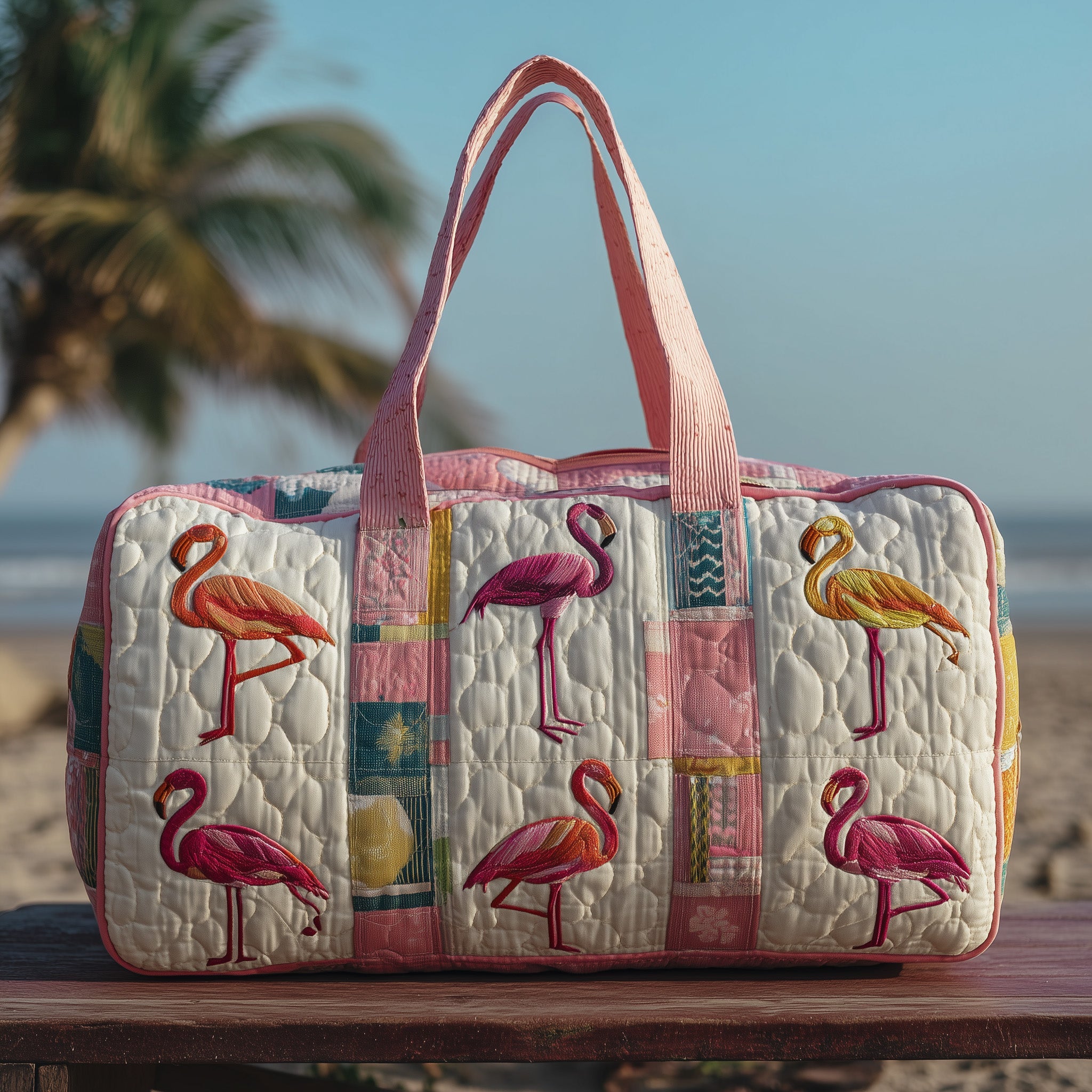 Flamingo Haven Quilted Duffle Bag Fall Gift Choice