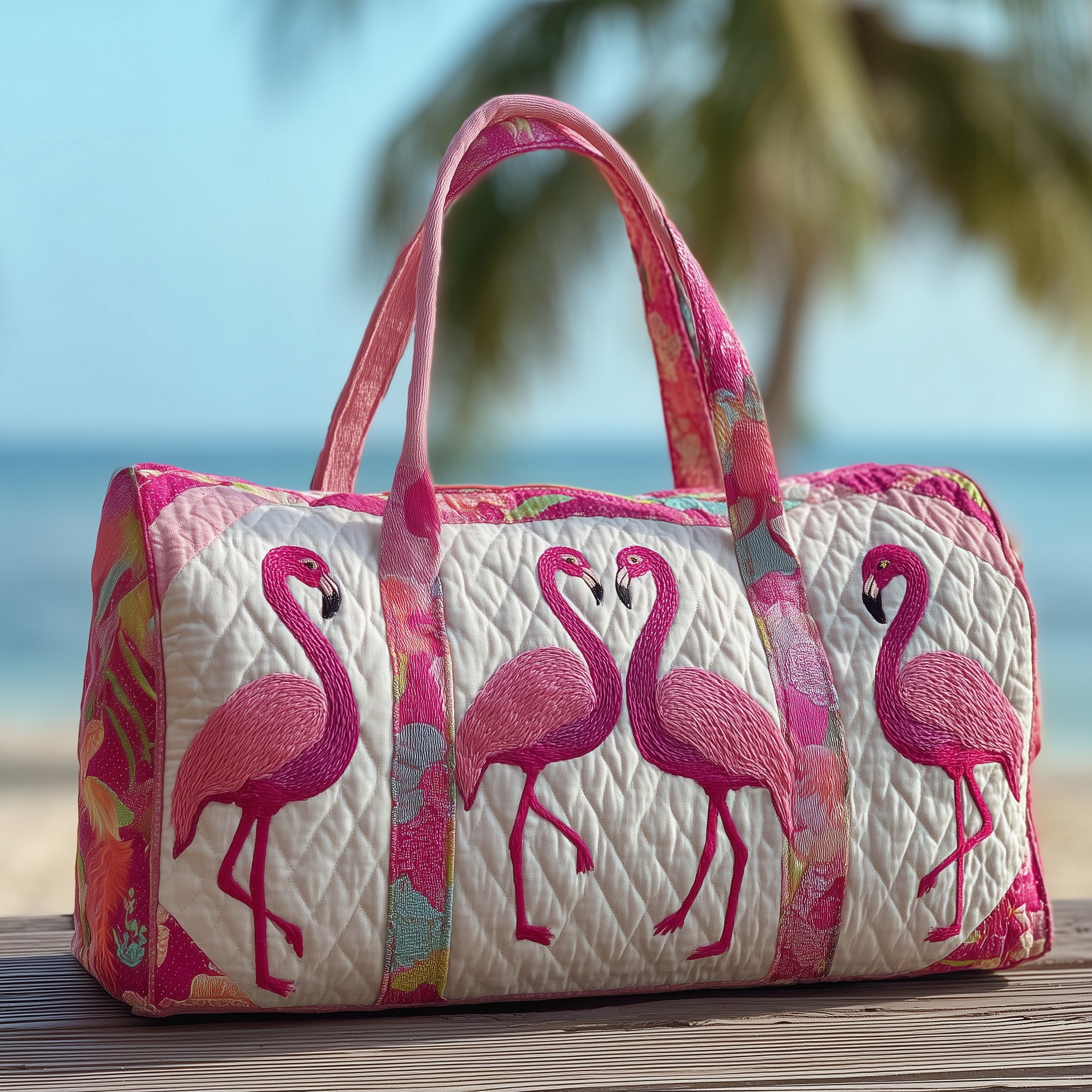 Flamingo Haven Quilted Duffle Bag Spring Gift Idea