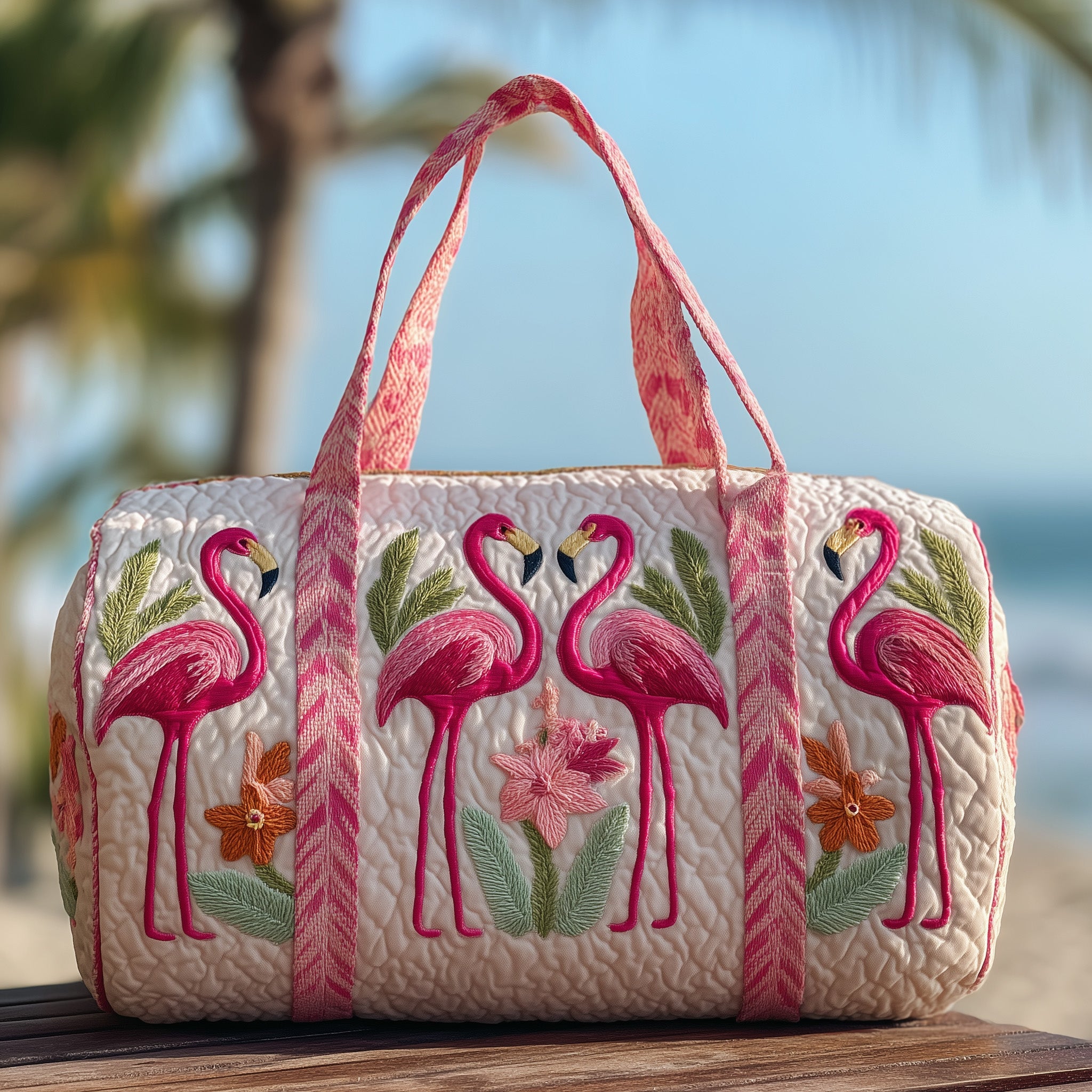 Flamingo Haven Quilted Duffle Bag Winter Season Must Have