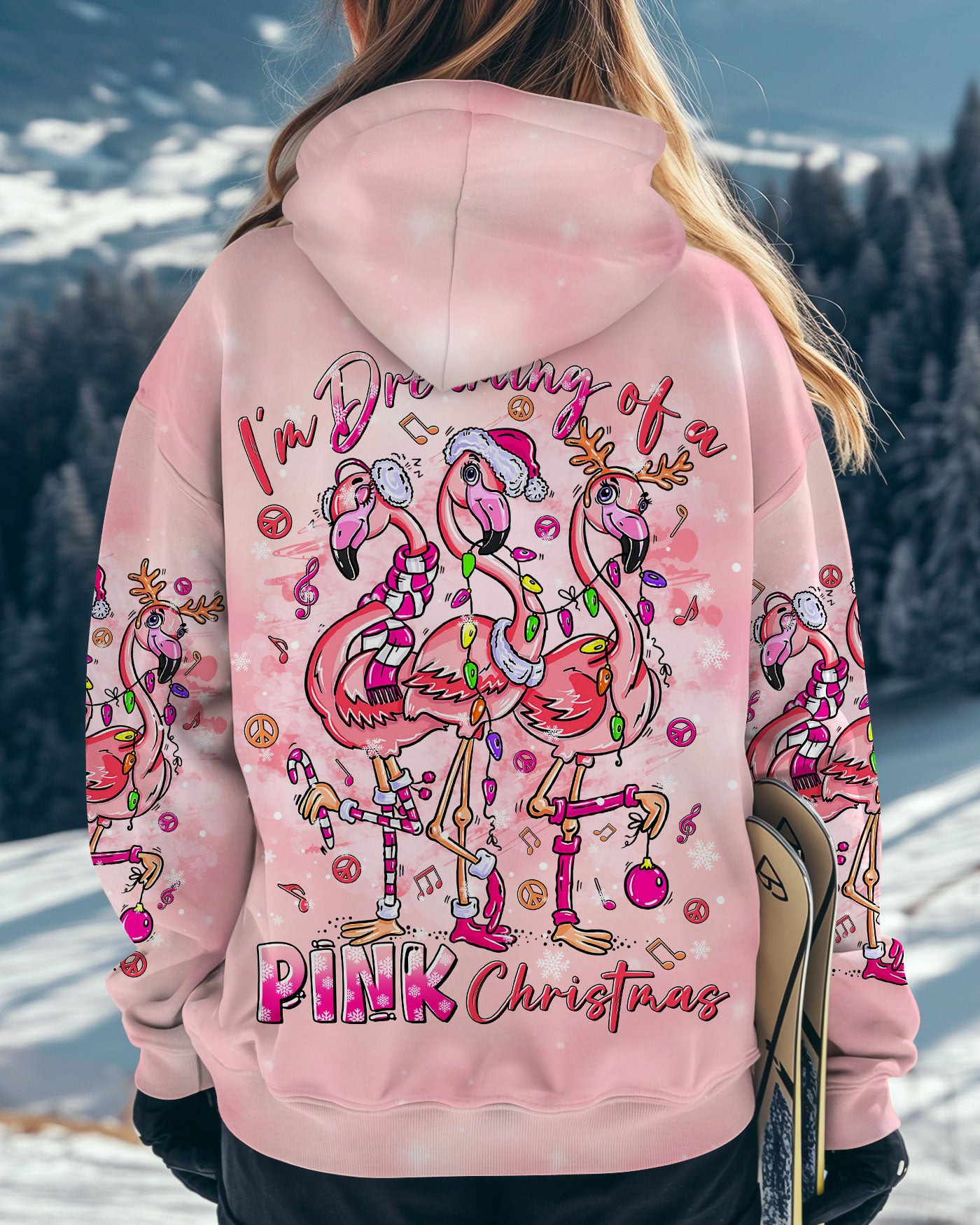 Flamingo I'm Dreaming Of A Pink Christmas Hoodie Cute Winter Clothes Flamingo Theme Gifts