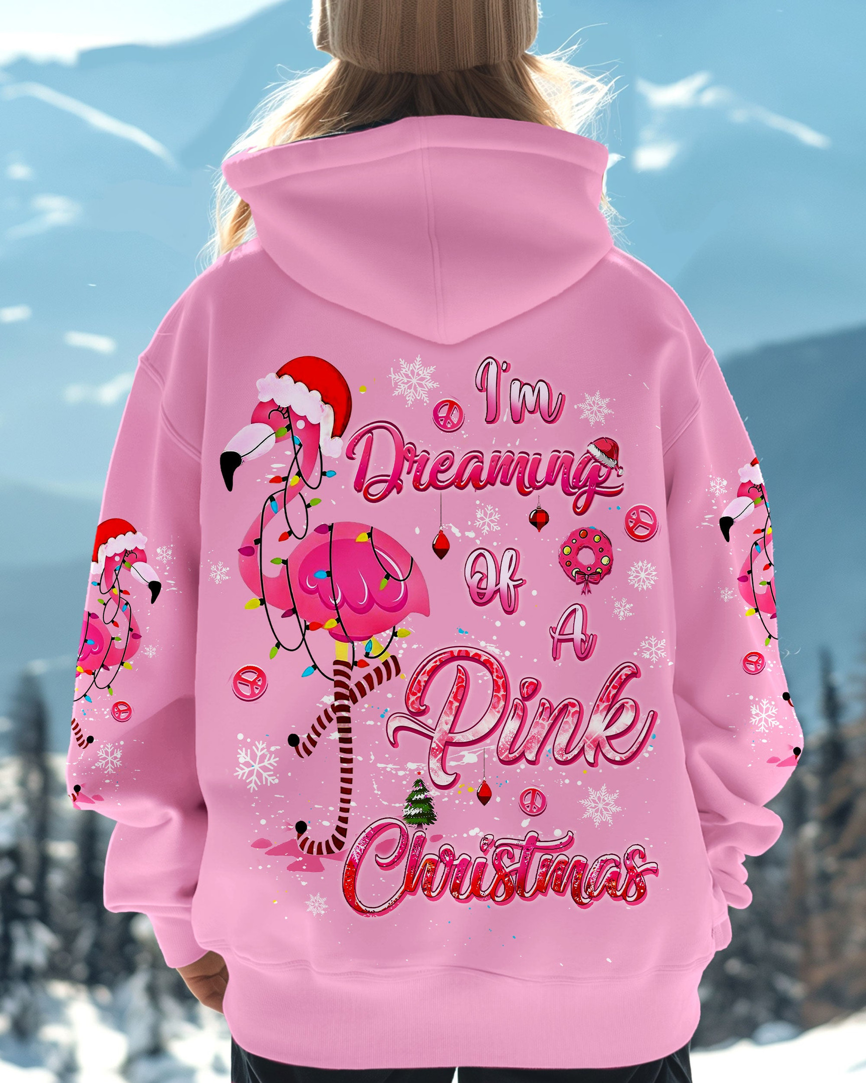 Flamingo I'm Dreaming Of A Pink Christmas Hoodie Pink Flamingo Clothing Xmas Gifts For Her