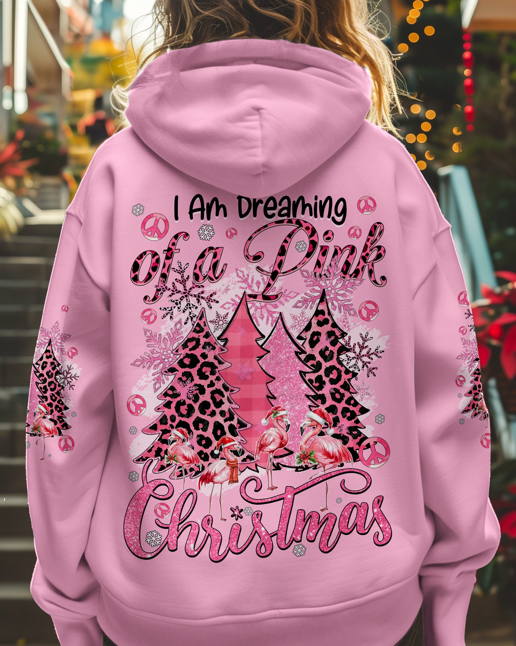 Flamingo I'm Dreaming Of A Pink Christmas Hoodie Slay Xmas Gifts For Flamingo Lovers
