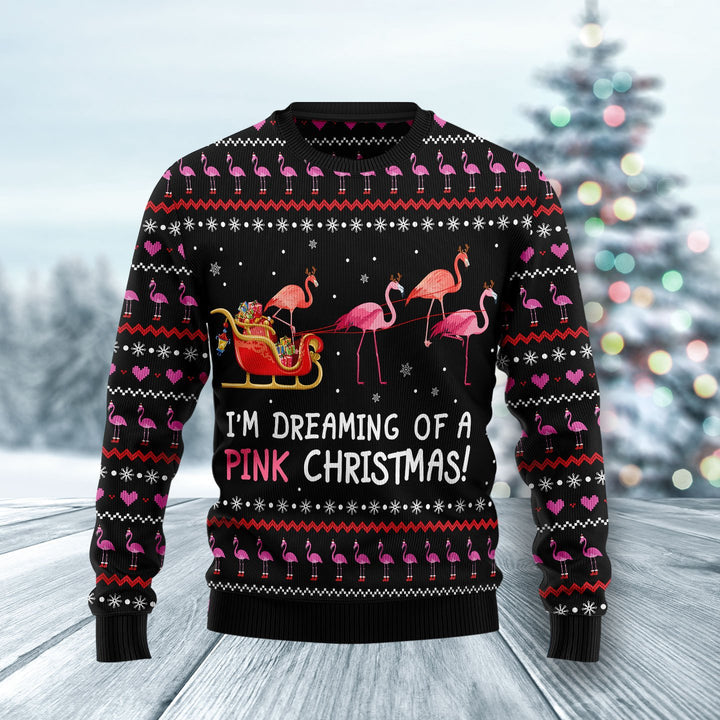 Flamingo I'm Dreaming Of Ugly Christmas Sweater A Pink Christmas Sweater Holiday Gifts
