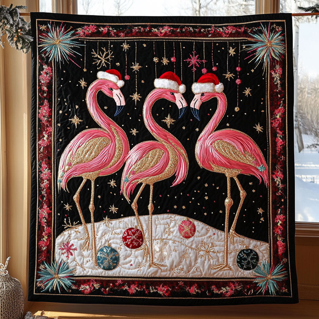 Flamingo Jingle Eve Quilt Blanket Flamingo Throw Blanket Flamingo Themed Presents