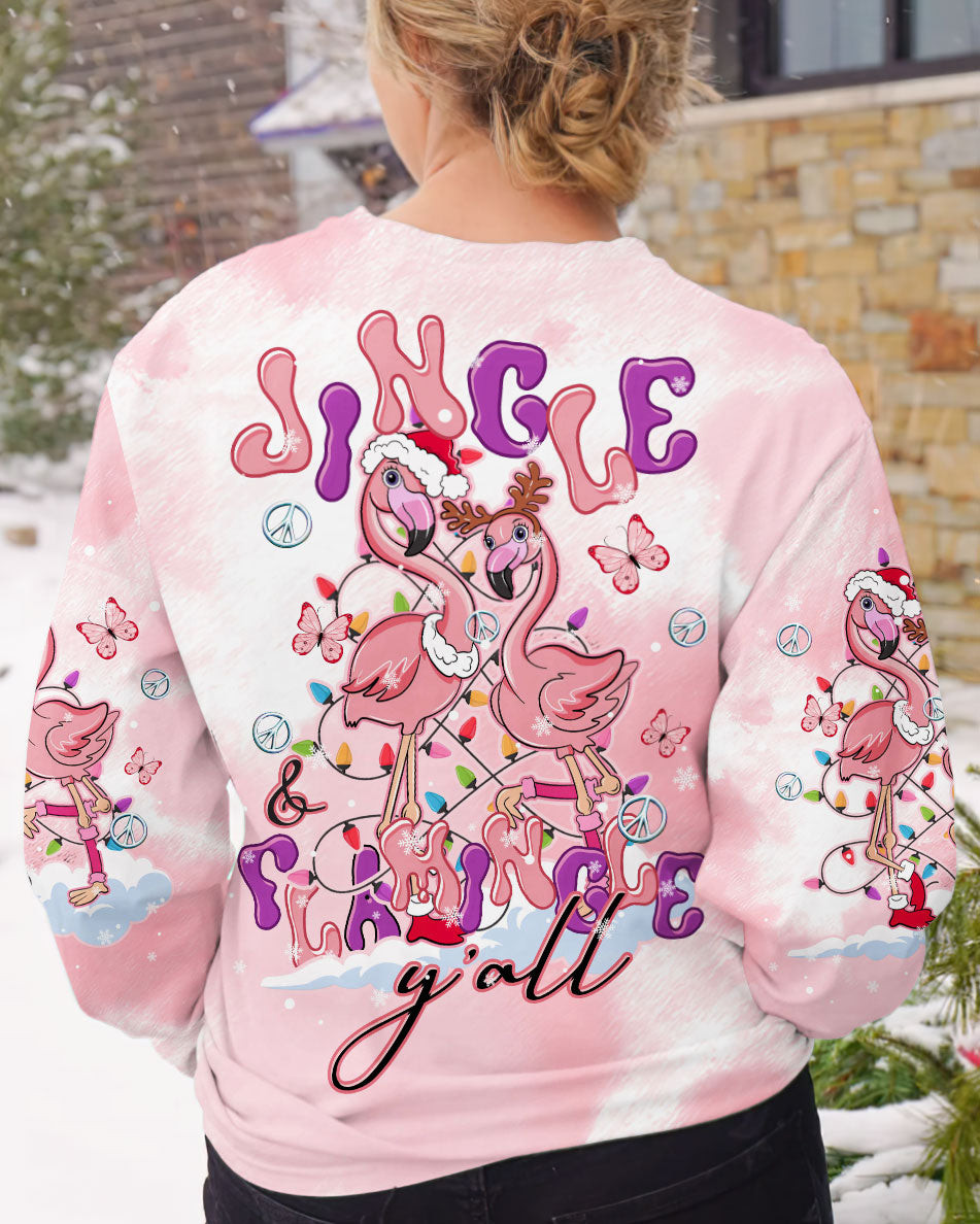 Flamingo Jingle Flamingle Y'all Tie Dye Sweatshirt Cute Clothes Flamingo Christmas Presents
