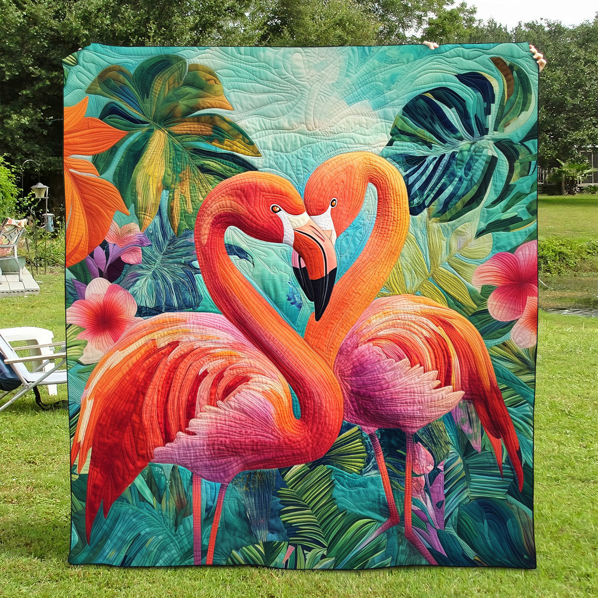 Flamingo Joy Quilted Blanket Flamingo Christmas Presents