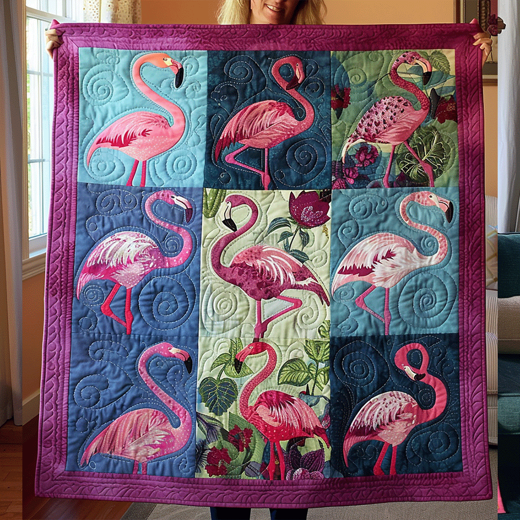 Flamingo Lagoon Quilted Blanket Gifts For Flamingo Lovers