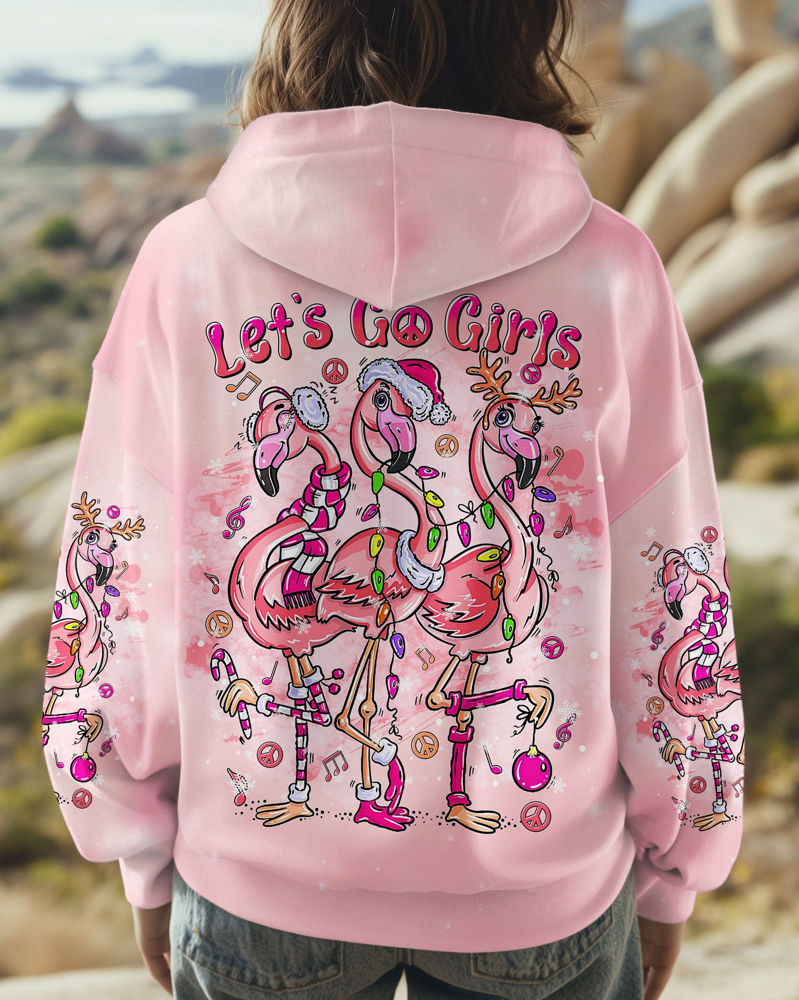 Flamingo Let's Go Girls Christmas Hoodie Party Flamingo Best Pullover Xmas Gifts For Her