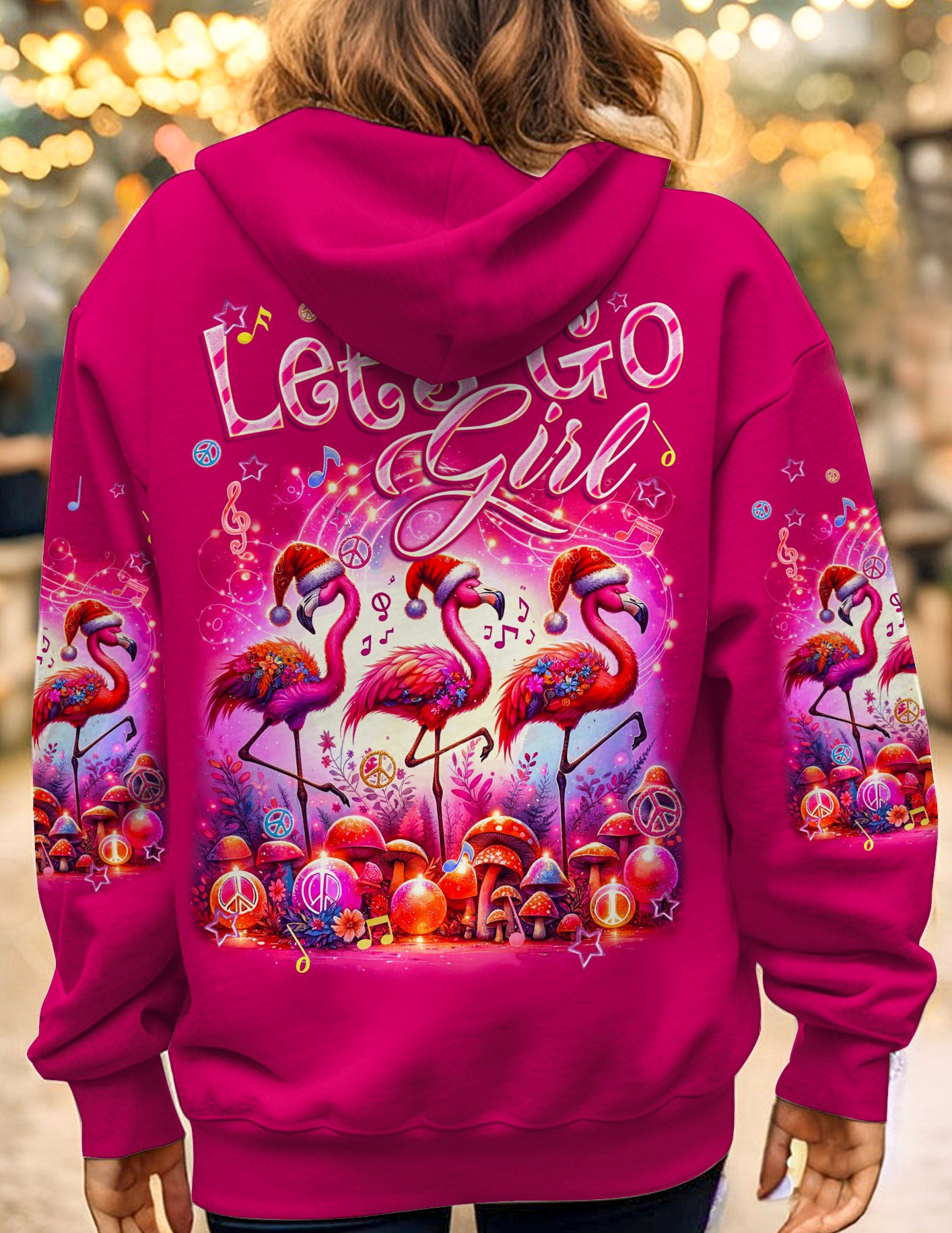 Flamingo Let's Go Girls Christmas Hoodie Pink Xmas Clothing Flamingo Based Gifts