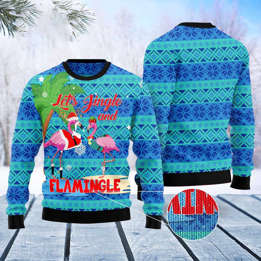 Flamingo Let'S Jingle Ugly Christmas Sweater Funny Ugly Christmas Sweater Xmas Gifts