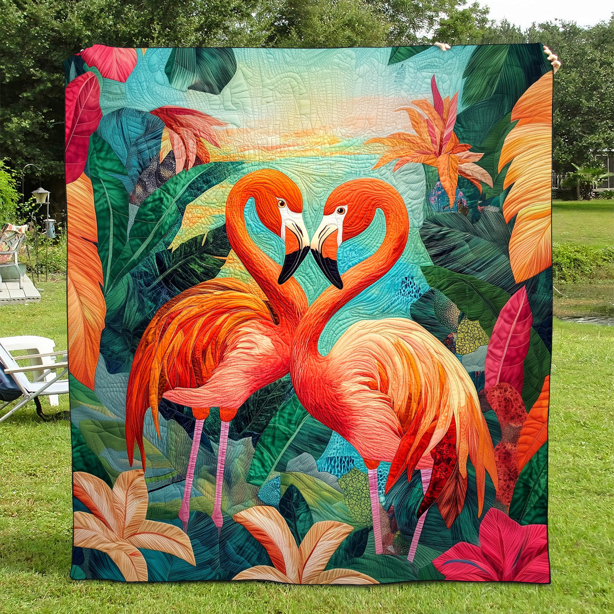 Flamingo Love Quilted Blanket Flamingo Gifts For Her