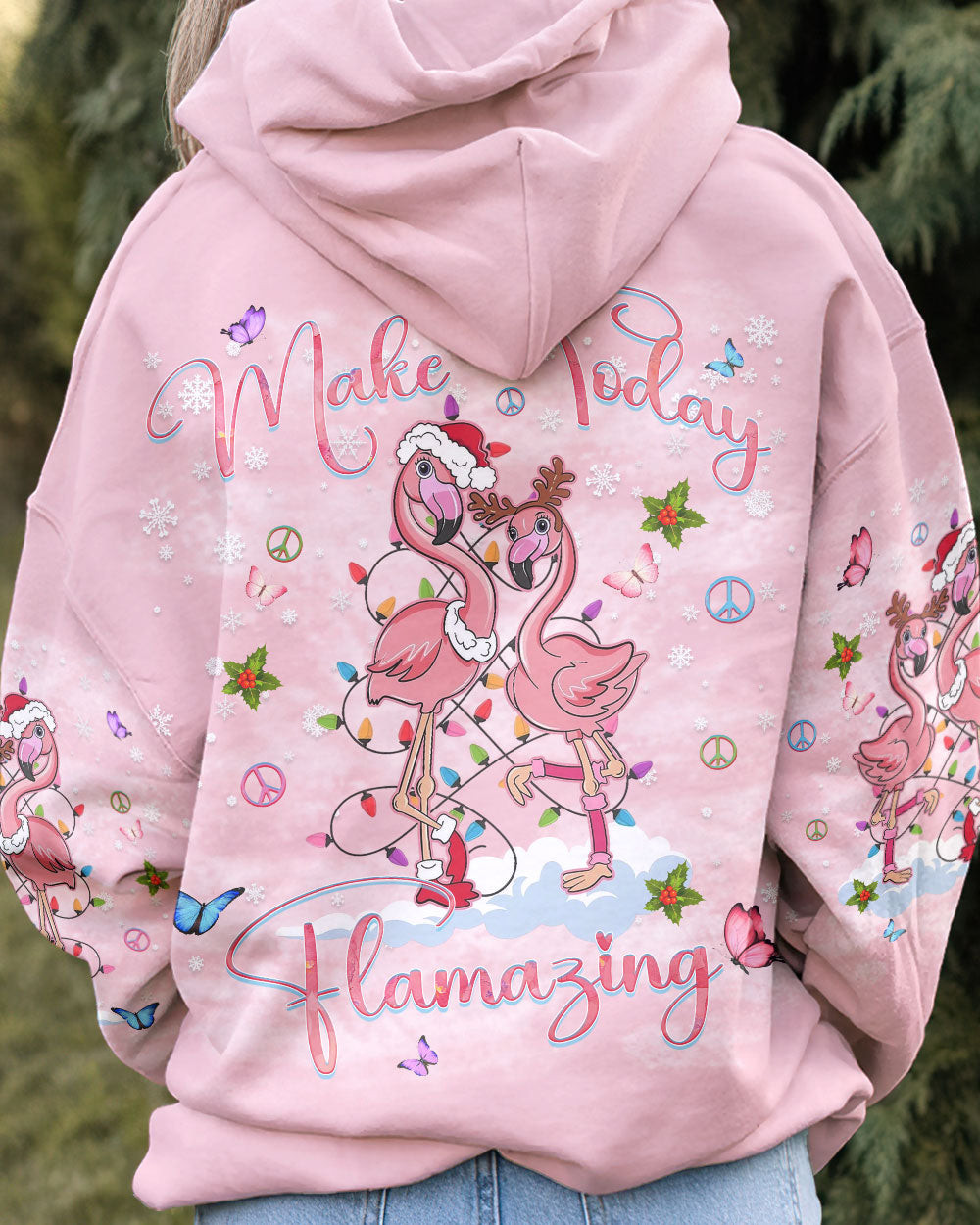 Flamingo Make Today Flamazing Christmas Hoodie Cozy Xmas Apparel Cute Flamingo Stuff