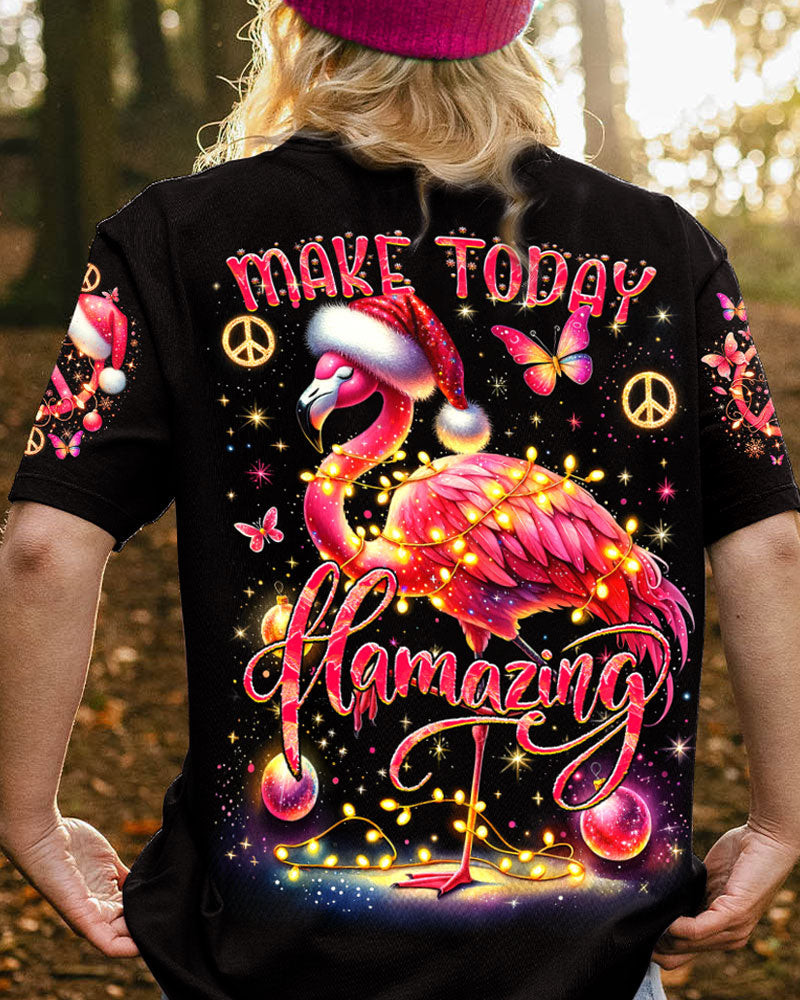Flamingo Make Today Flamazing Christmas T-Shirt Bling Xmas Apparel Pink Flamingo Gifts