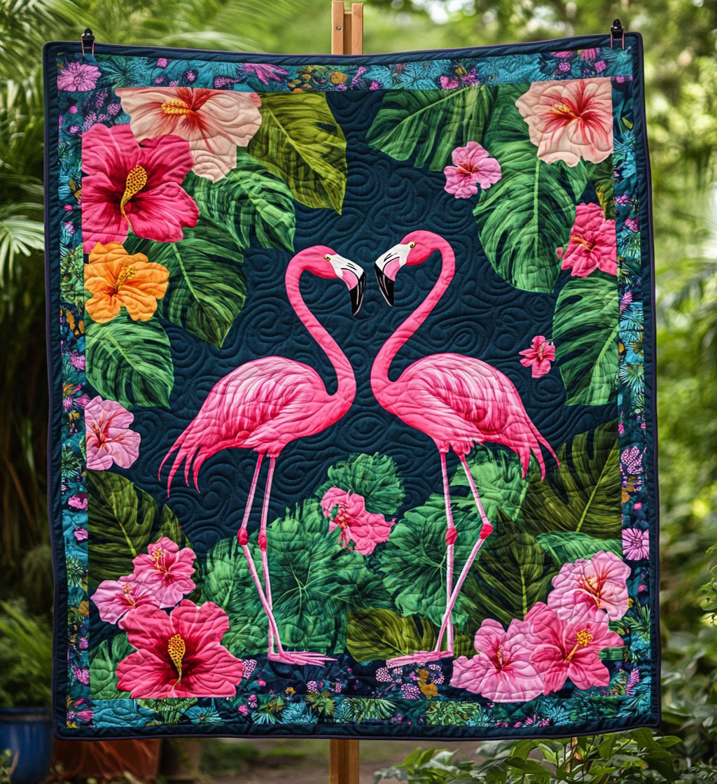 Flamingo Meadow Quilted Blanket Flamingo Gifts For Her