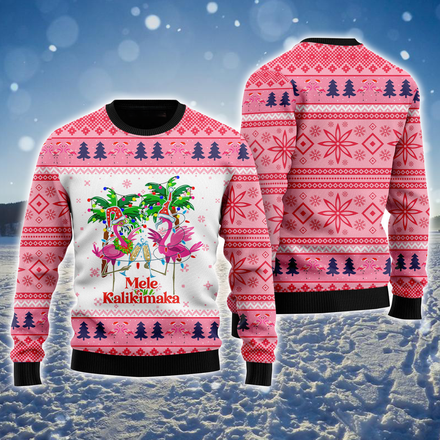 Flamingo Mele Kalikimaka Ugly Holiday Jumper Winter Clothes Cute Flamingo Stuff For Christmas