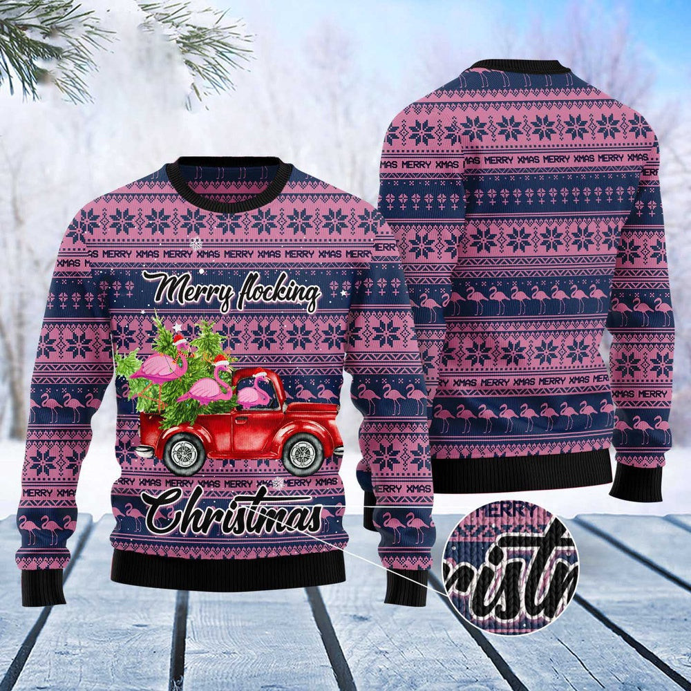 Flamingo Merry Flocking Christmas Ugly Christmas Sweater Funny Ugly Christmas Sweater Xmas Gifts