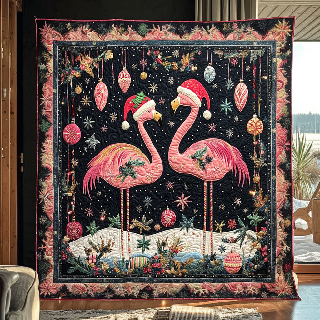 Flamingo Noel Light Quilt Blanket Flamingo Throw Blanket Flamingo Themed Presents