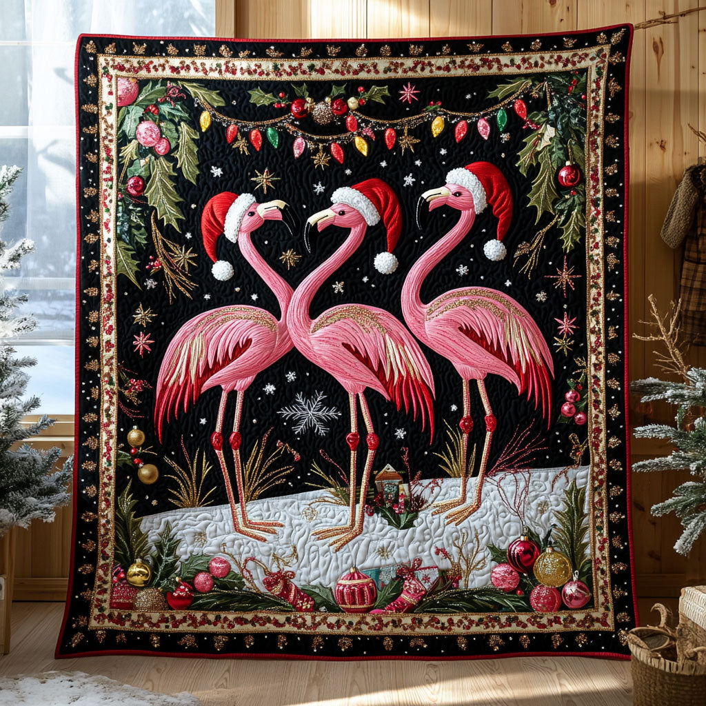 Flamingo Noel Trio Quilt Blanket Flamingo Throw Blanket Flamingo Christmas Presents for Wife