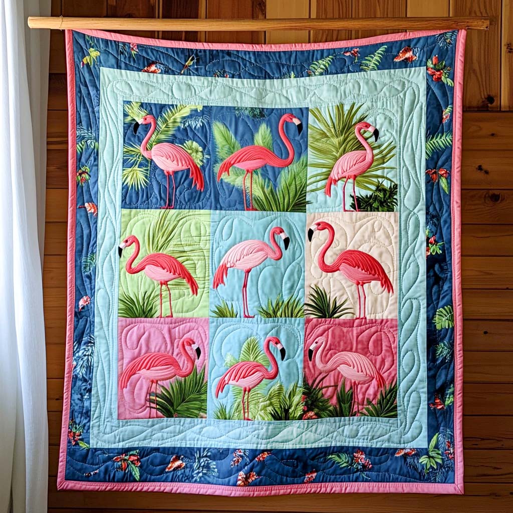 Flamingo Oasis Quilted Blanket Flamingo Christmas Presents