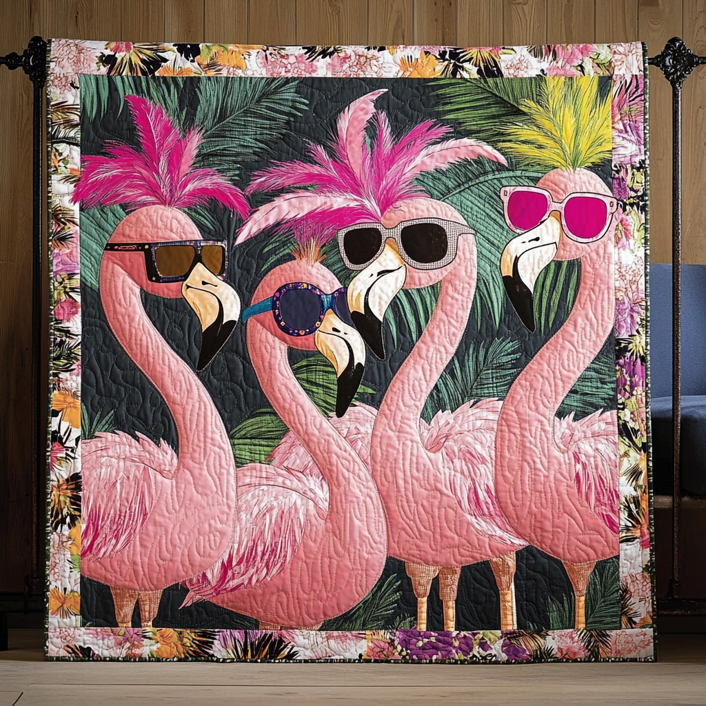 Flamingo Oasis Quilted Blanket Flamingo Gifts For Her