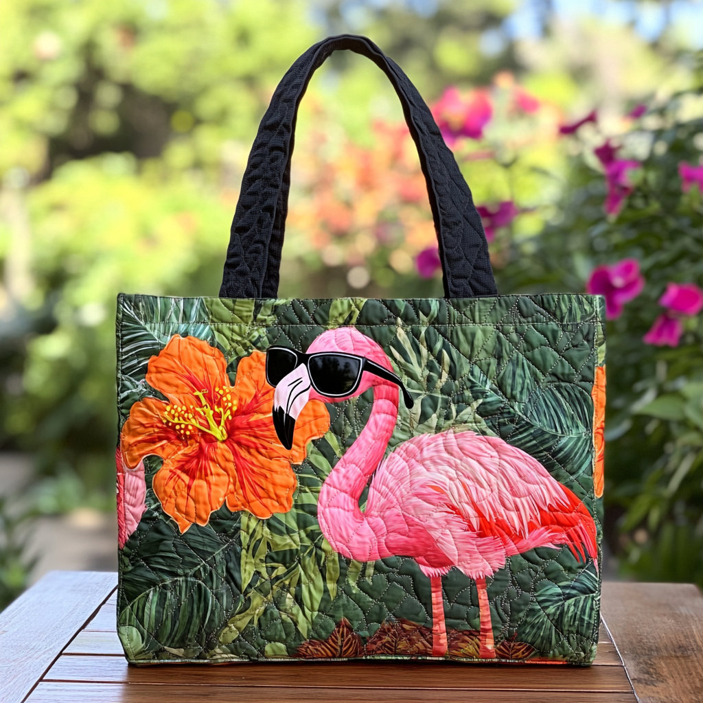 Flamingo Parade Quilted Tote Bag Gifts For Flamingo Lovers