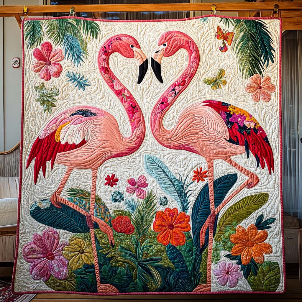 Flamingo Paradise Quilted Blanket Flamingo Christmas Presents