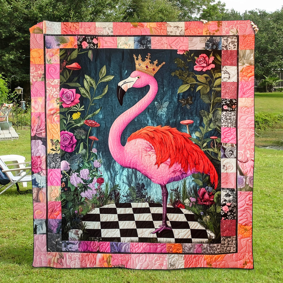Flamingo Paradise Quilted Blanket Flamingo Gifts For Her