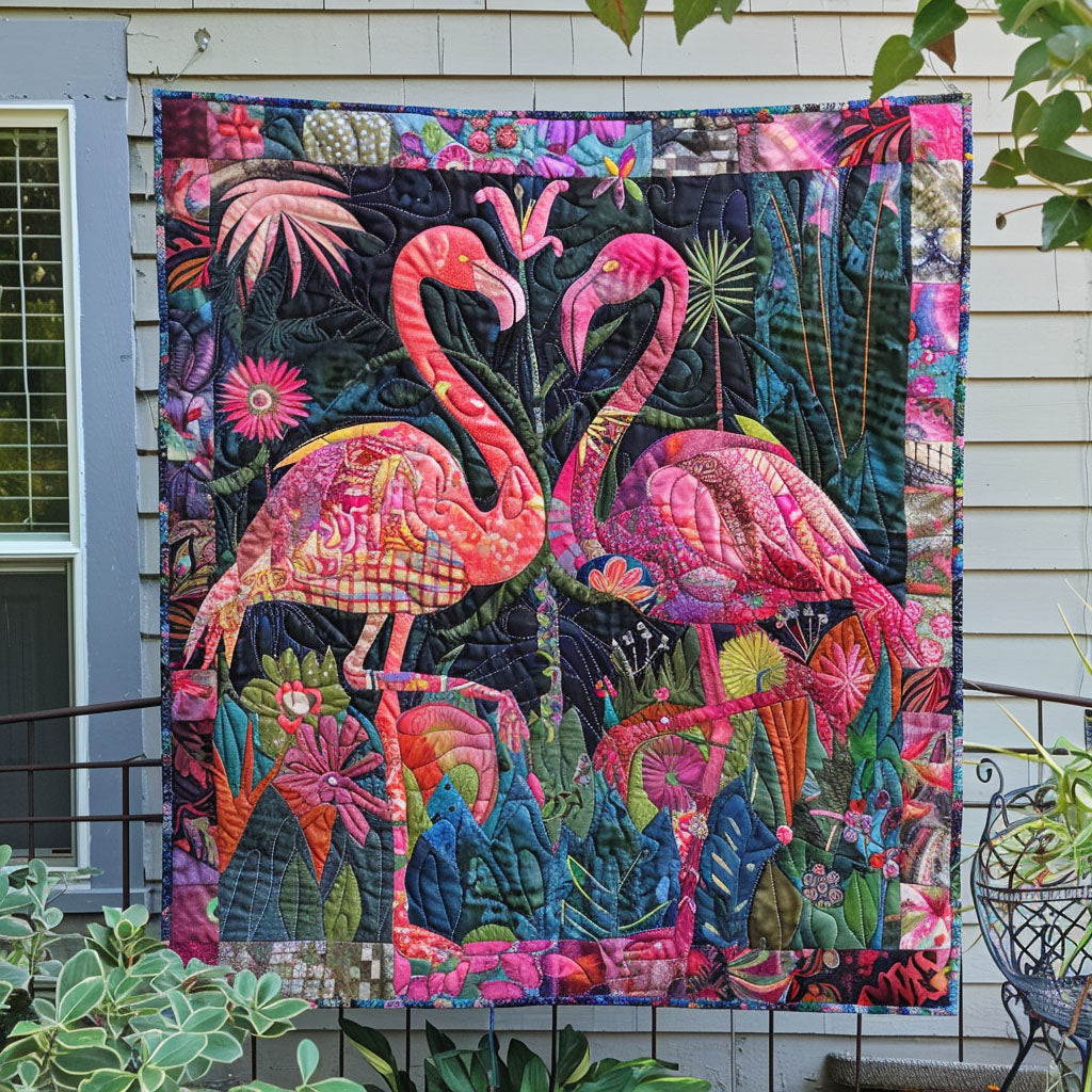 Flamingo Paradise Quilted Blanket Flamingo Gifts For Ladies