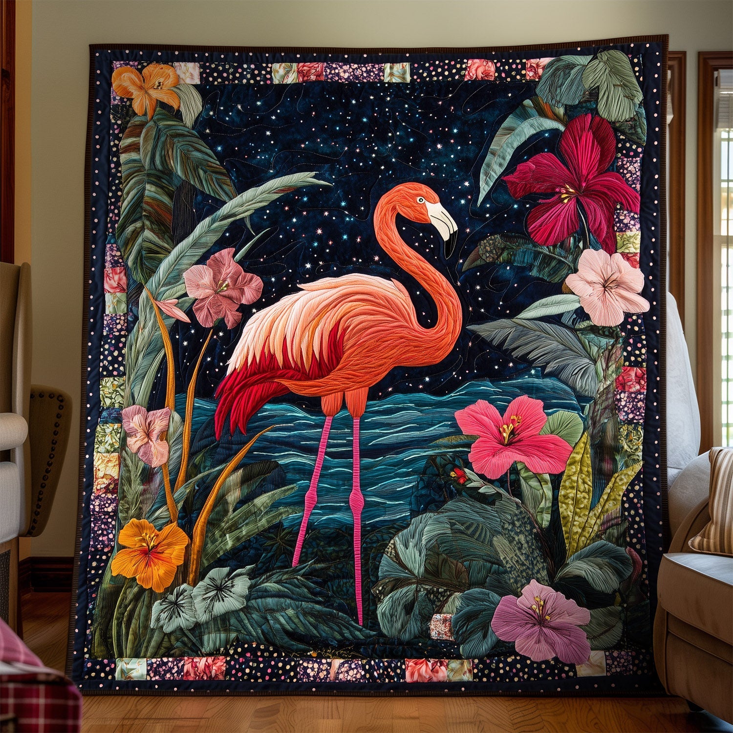 Flamingo Paradise Quilted Blanket Gifts For Flamingo Lovers