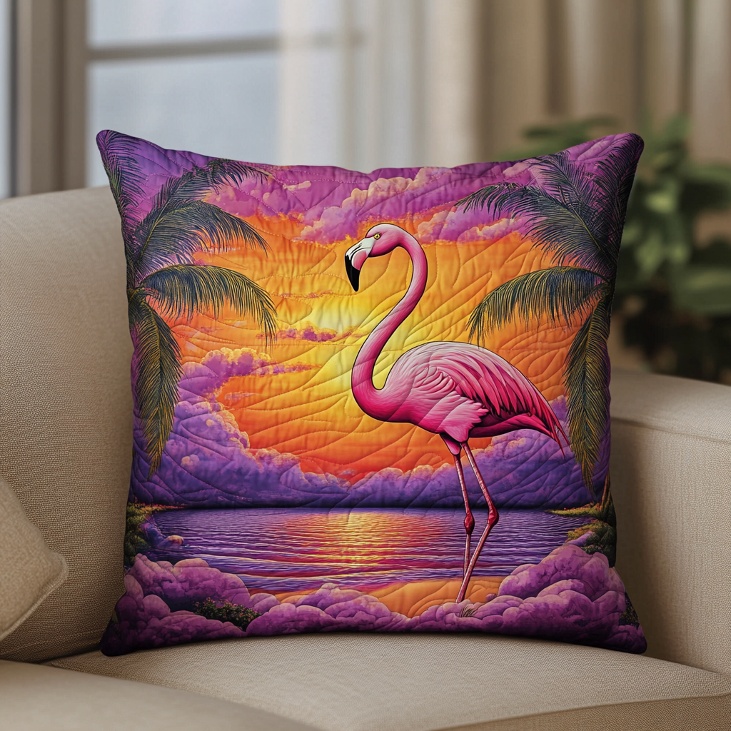 Flamingo Paradise Quilted Pillow Case Throw Pillow Case Covers Awesome Flamingo Gifts