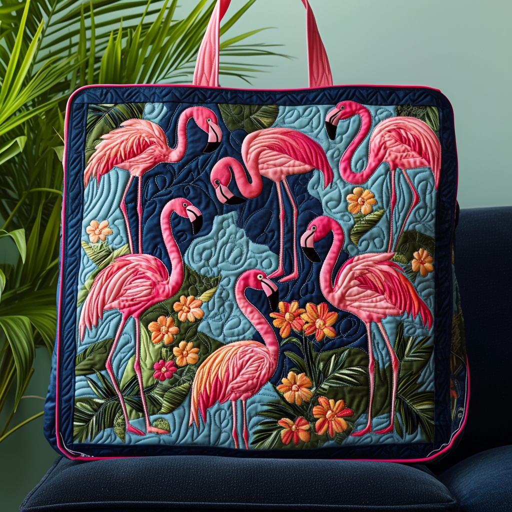 Flamingo Paradise Quilted Tote Bag Flamingo Gifts For Ladies