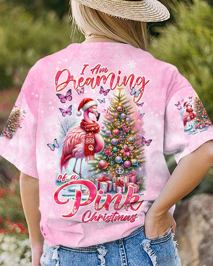 Flamingo Pink Christmas T-Shirt Cozy Winter Clothing Flamingo Inspired Xmas Gifts