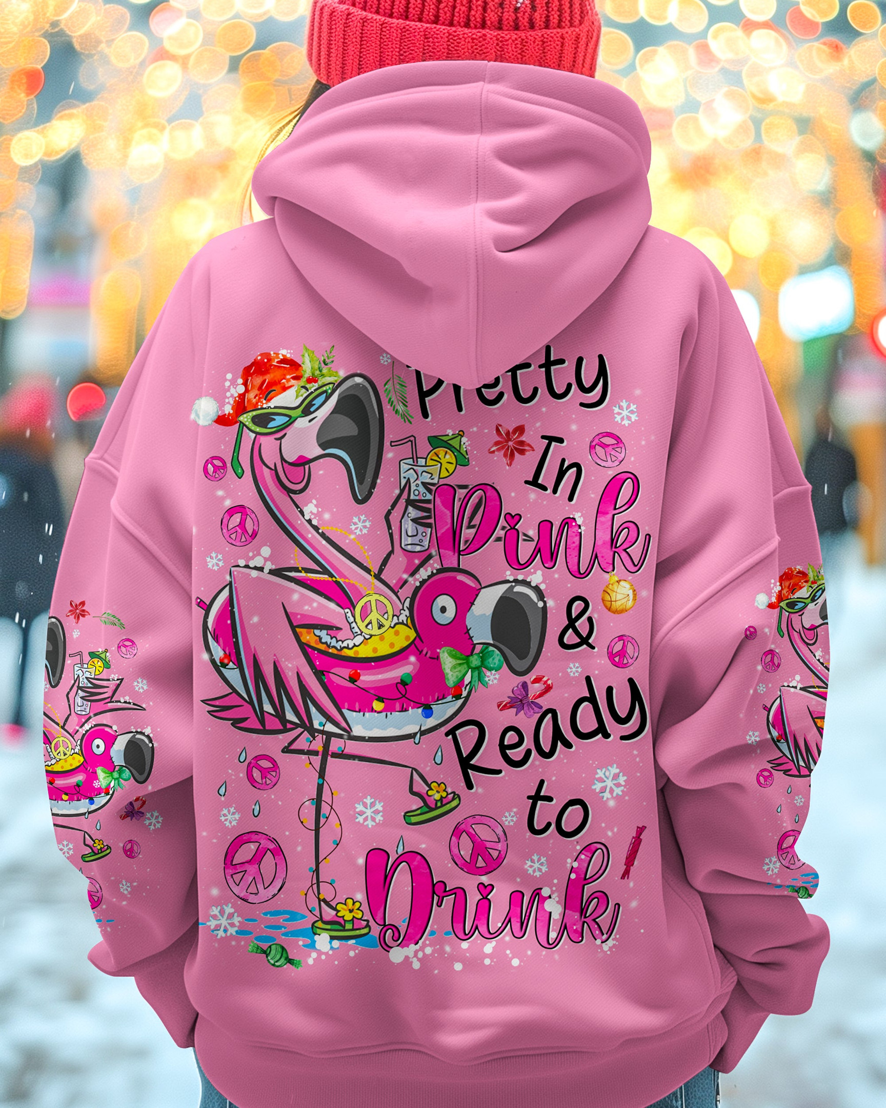 Flamingo Pretty In Pink Hoodie Ready To Drink Christmas Clothes Gifts For Flamingo Lovers
