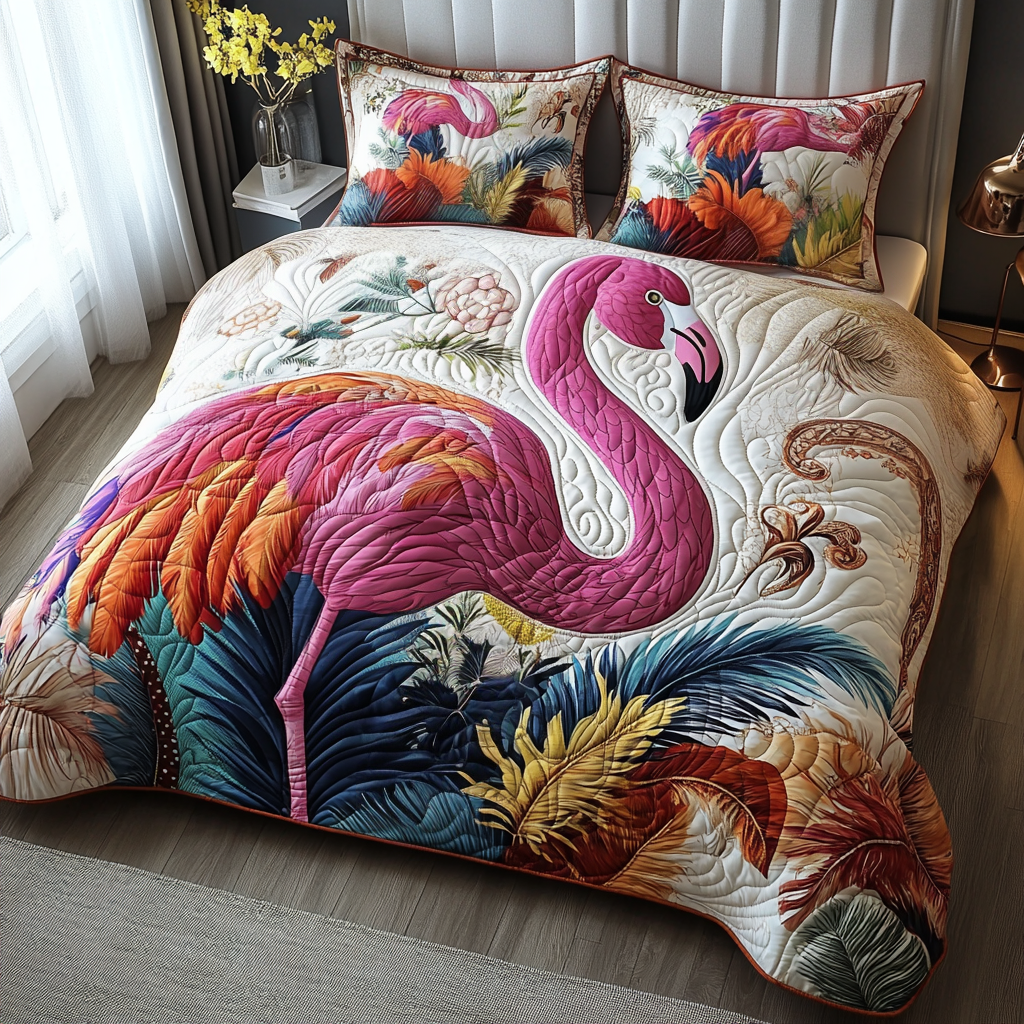 Flamingo Queen Quilted Bedding Set Best Christmas Duvet Sets Flamingo Teacher Gift