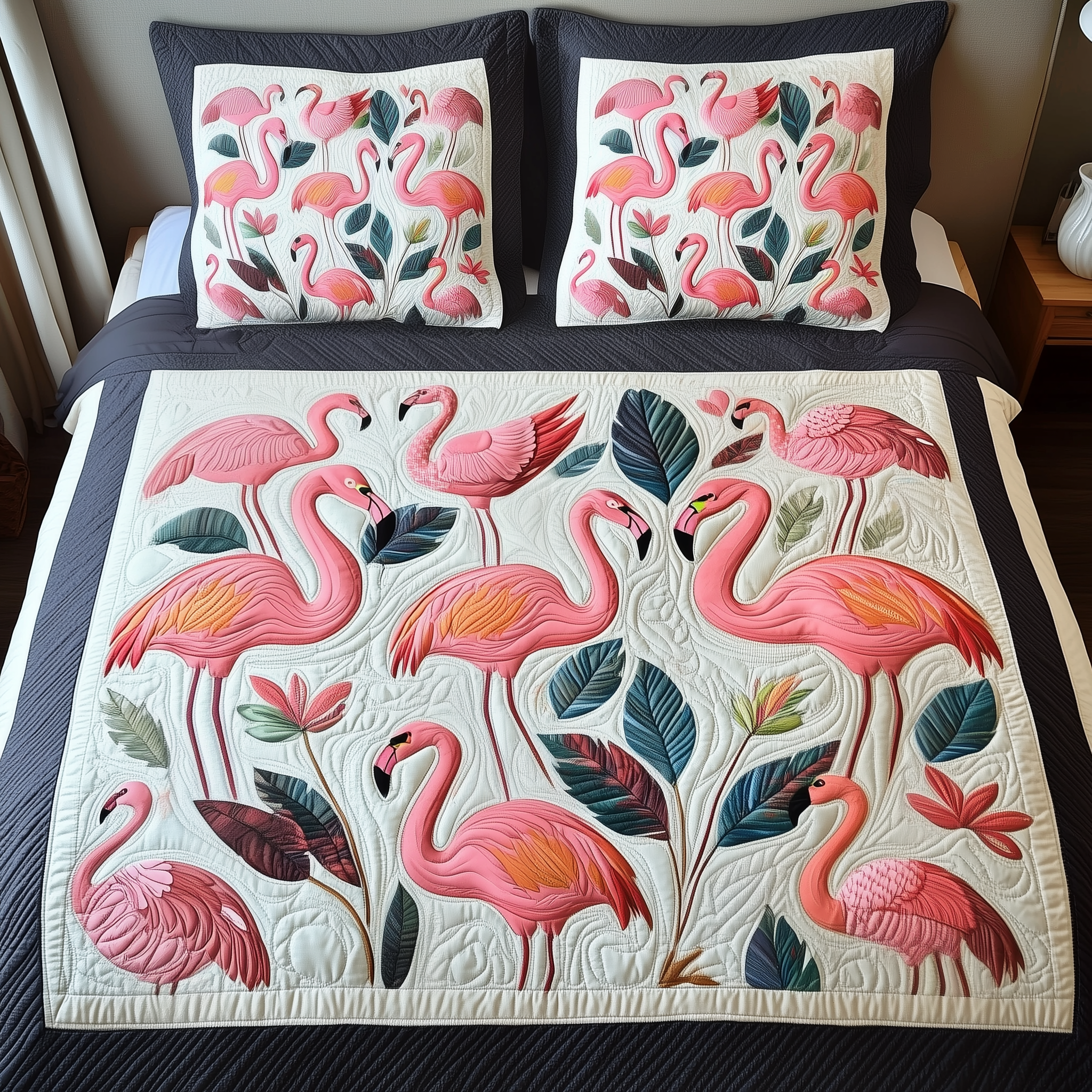 Flamingo Quilted Bedding Set Christmas Bedding Set Unique Christmas Gifts For Couples