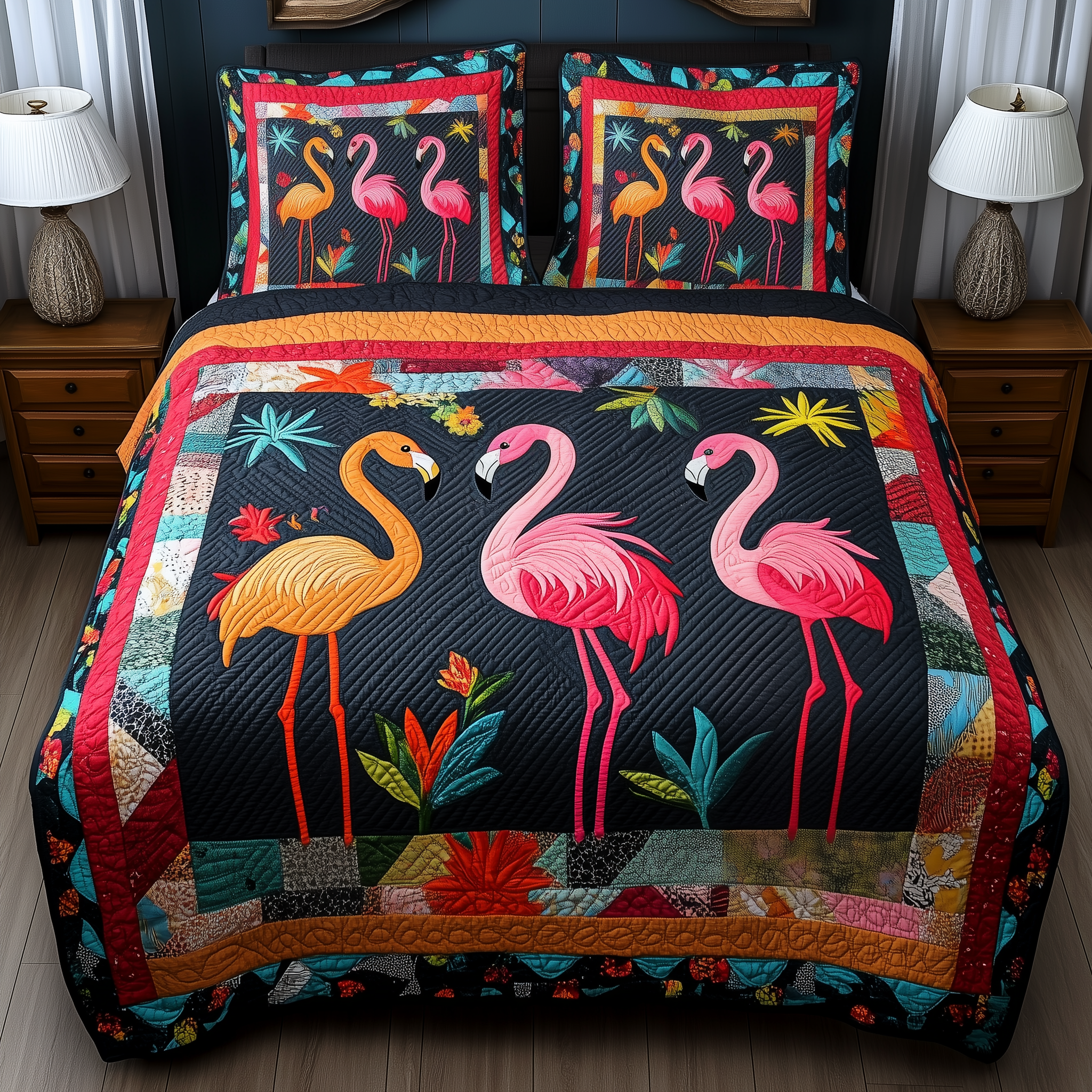 Flamingo Quilted Bedding Set Christmas Bedding Set Unique Christmas Gifts For Family