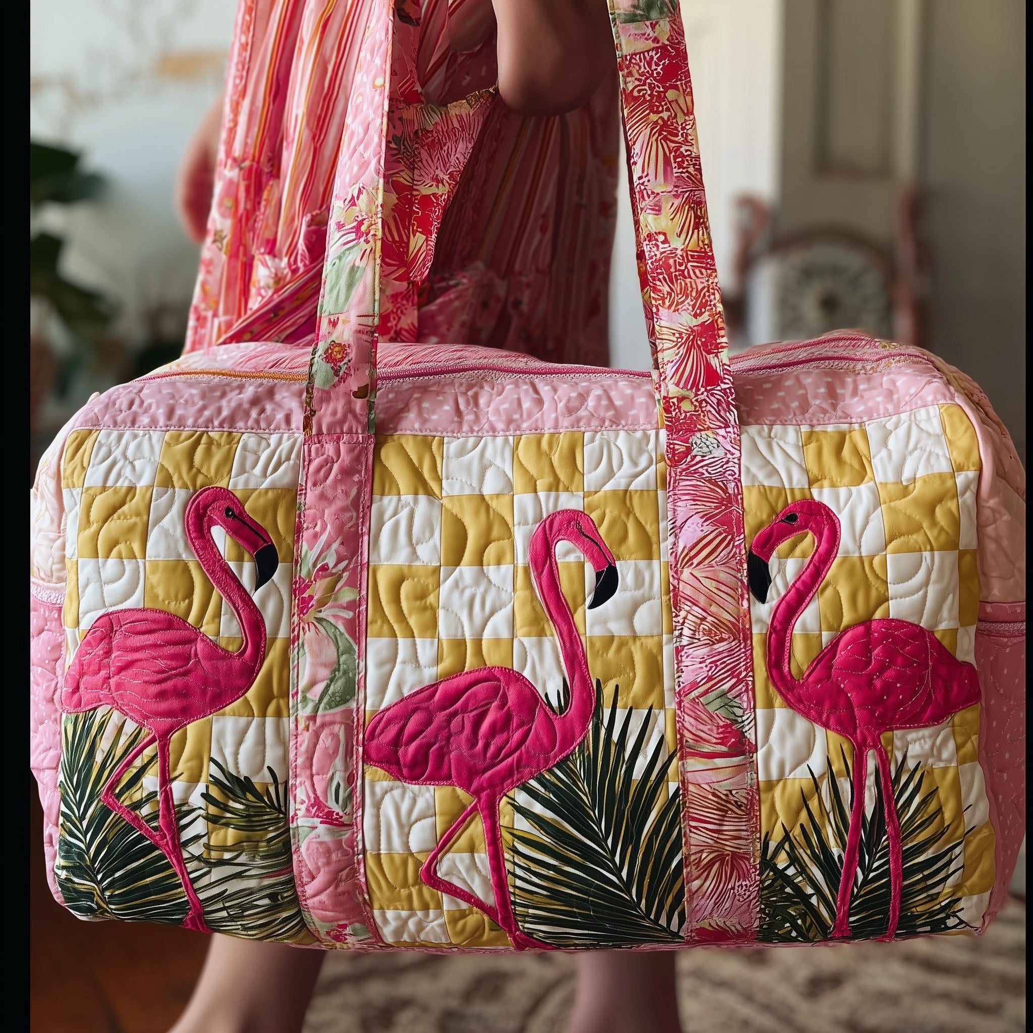 Flamingo Quilted Duffle Bag Gift For Friends