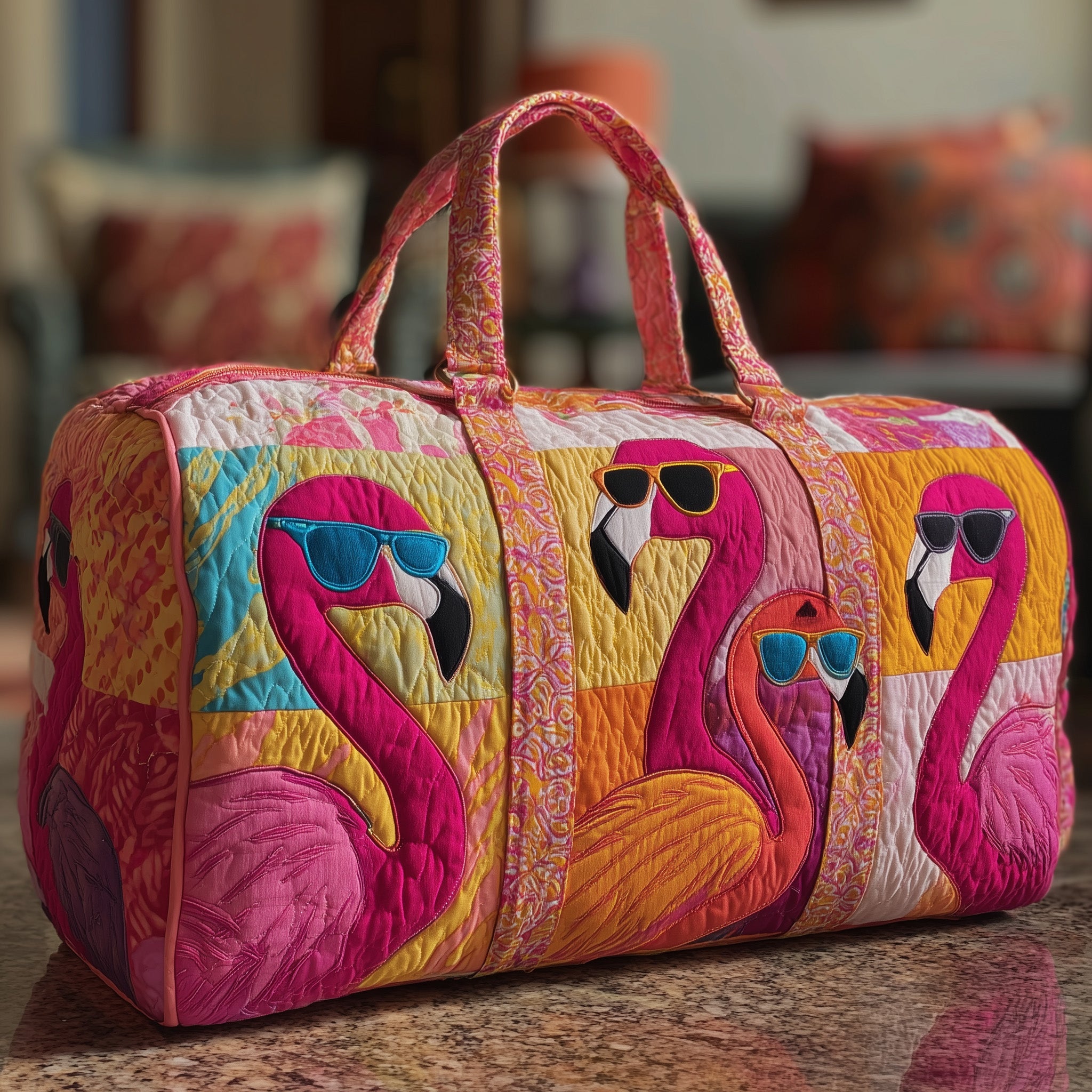 Flamingo Quilted Duffle Bag Gift For Mom