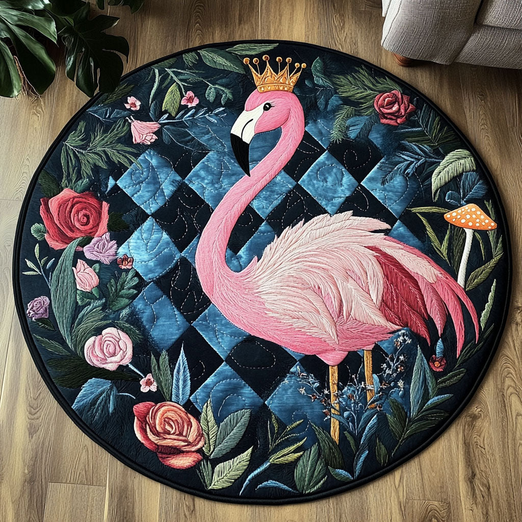 Flamingo Royalty Quilted Round Mat Home Entrance Decor Ideas Gifts For Farmer Dad