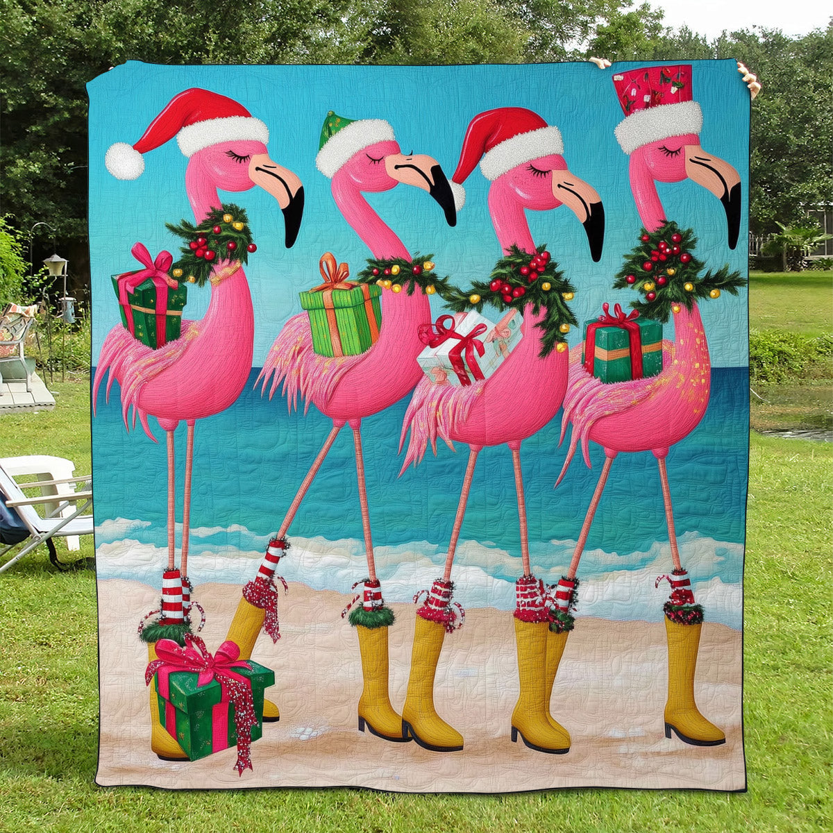 Flamingo Serenade Quilted Blanket Flamingo Christmas Presents