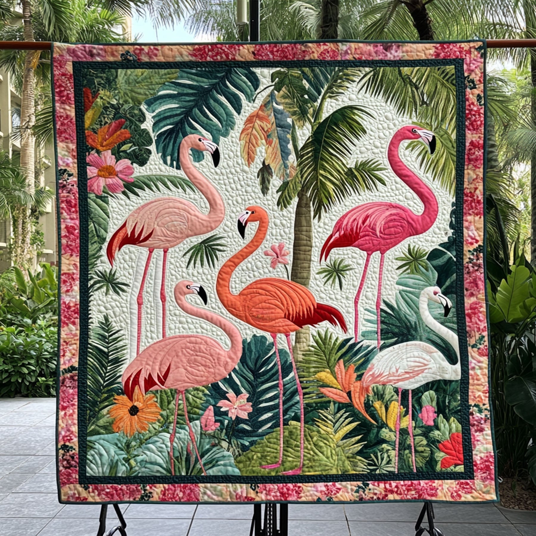 Flamingo Serenade Quilted Blanket Xmas Holiday Flamingo Themed Presents