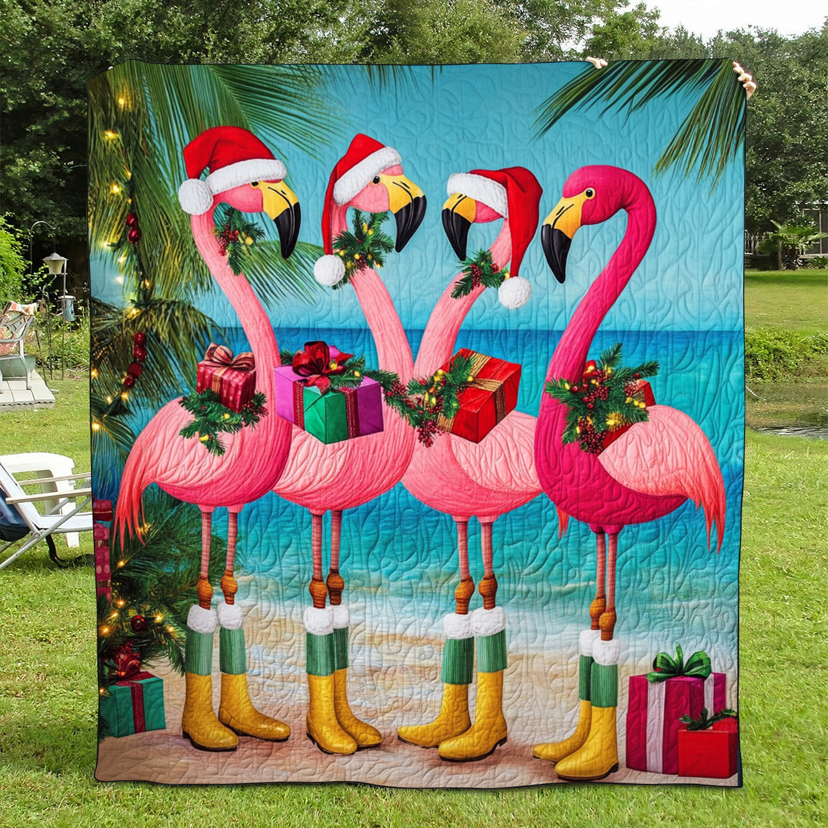Flamingo Shine Quilted Blanket Flamingo Christmas Presents