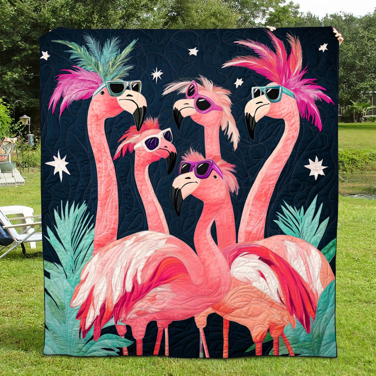 Flamingo Shine Quilted Blanket Flamingo Gifts For Her