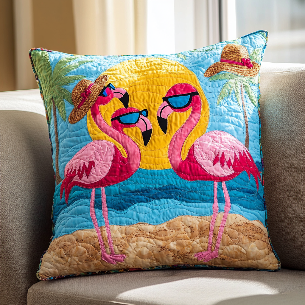 Flamingo Sky Quilted Pillow Case Decorative Pillow Cases Best Flamingo Related Gifts