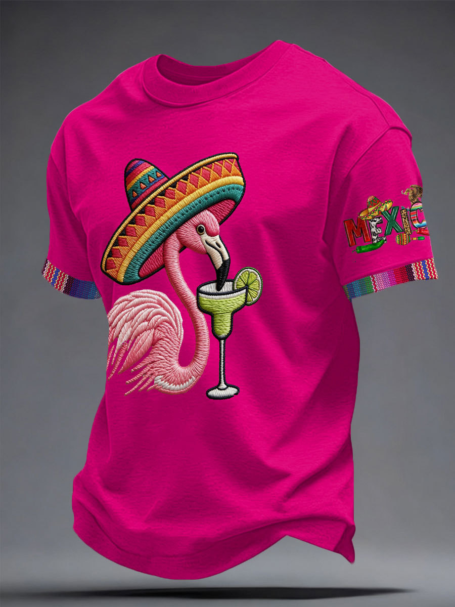 Flamingo Sombrero T-Shirt Funny Flamingo Mexican Fiesta Party Clothing Gift Ideas